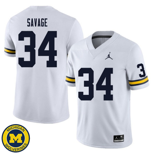 Mens Michigan Wolverines #34 Osman Savage White University Football Jersey